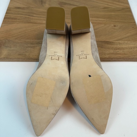 New Womens Marc Fisher Zala Nude Suede Classic‎ Pointed Block Heels Size 11 M - Picture 7 of 8